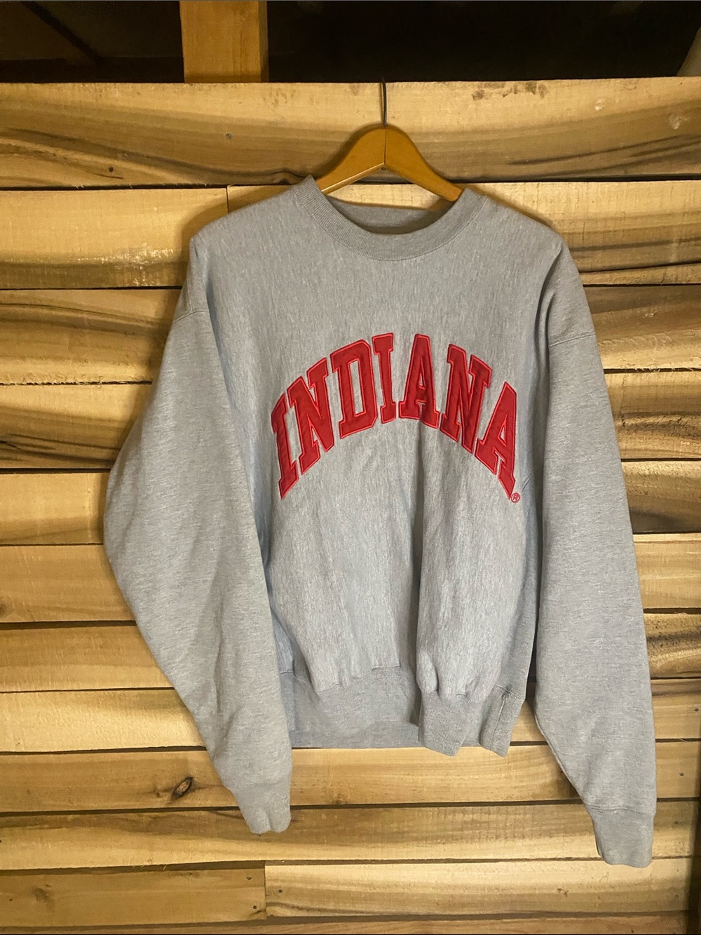 Indiana University embroidered Arch Logo Gray Crewneck Sweatshirt size Large